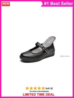 Mary Jane Flats Round Toe Low Heel Slip-On Walking Shoes